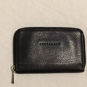 Longchamp Le Foulonne Compact Zip Around Wallet Black